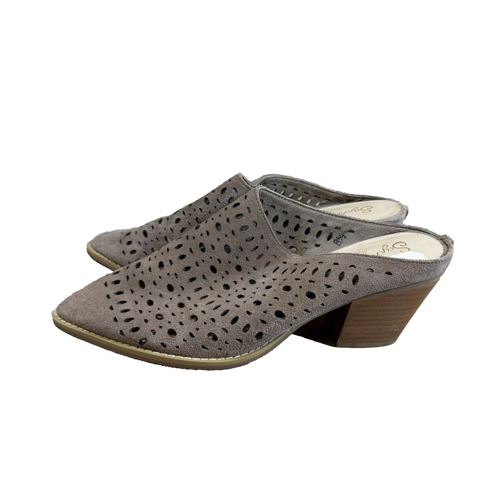 Seychelles Leather Diecut Mule Slip on Heeled Shoes Womens 8.5